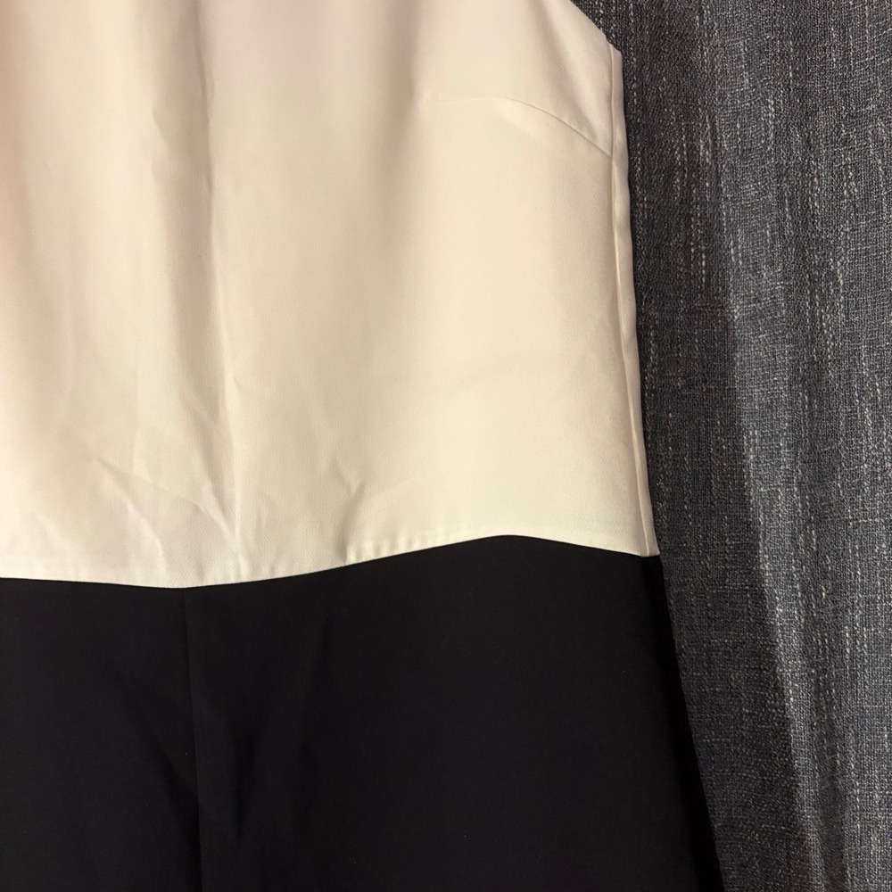 H&M Colorblock Sleeveless Sheath Dress Black Cream Business Casual (Women's 8) - Picture 2 of 6